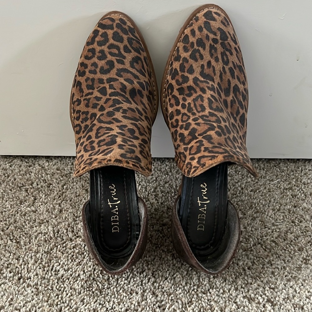 Diba True leopard Brown booties with a Sleek Modern Design